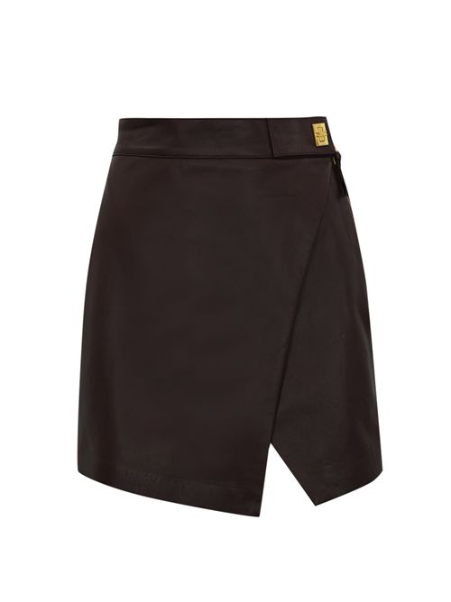 Gonna corta in pelle nappata Elisabetta Franchi | GP06Z56E2EA4